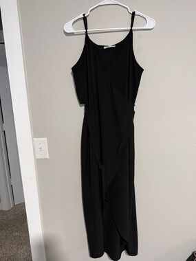 Vici Black Spaghetti-Strap Wrap Maxi Dress